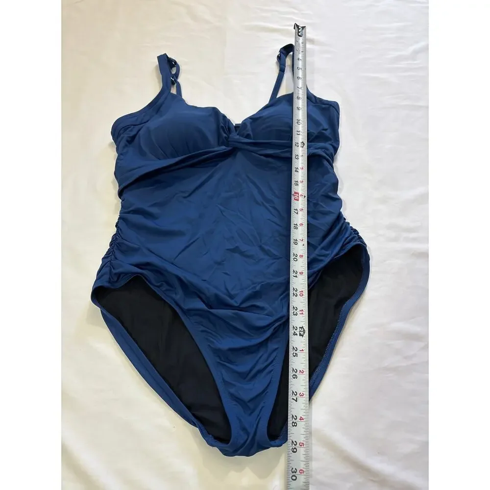 Sundance Womens Large Blue One Piece Bathing Suit Swimwear Swim Beach Vacation